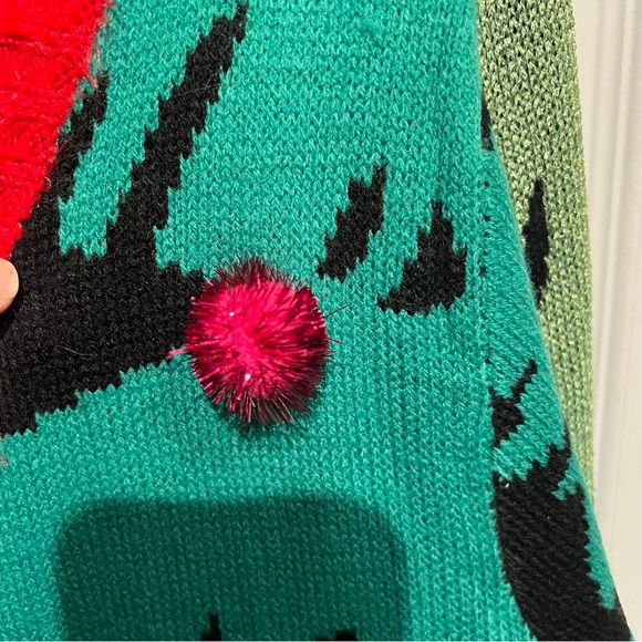 Whimsical Flamingo Candy Cane Holiday Christmas Sweater 2x Sequined - Picture 4 of 6